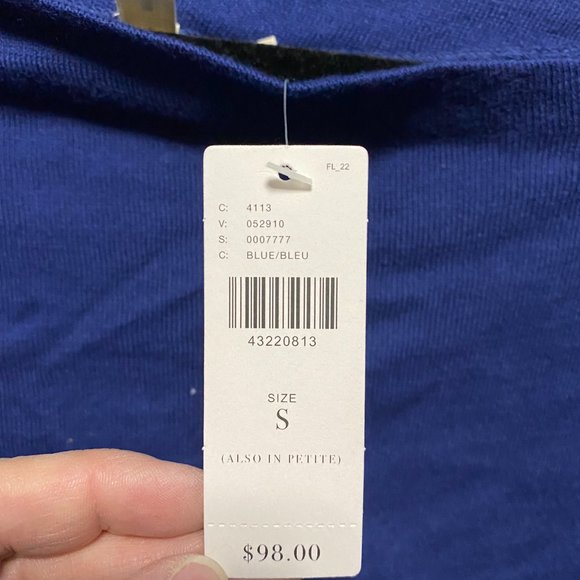 Like NEW Anthropologie Moth Blue Cashmere Blend One Shoulder Sweater S. - Picture 3 of 9